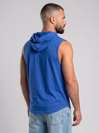 Polera Musculosa Capucha lisa warrior manga cero - Azul Royal