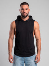 Polera Musculosa Capucha Lisa - Black