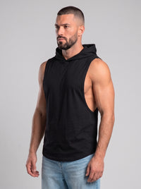 Polera Musculosa Capucha Lisa - Black