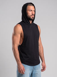 Polera Musculosa Capucha Lisa - Black
