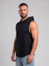 Polera Musculosa Capucha lisa warrior manga cero - negro