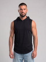Polera Musculosa Capucha lisa warrior manga cero - negro