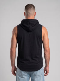 Polera Musculosa Capucha lisa warrior manga cero - negro