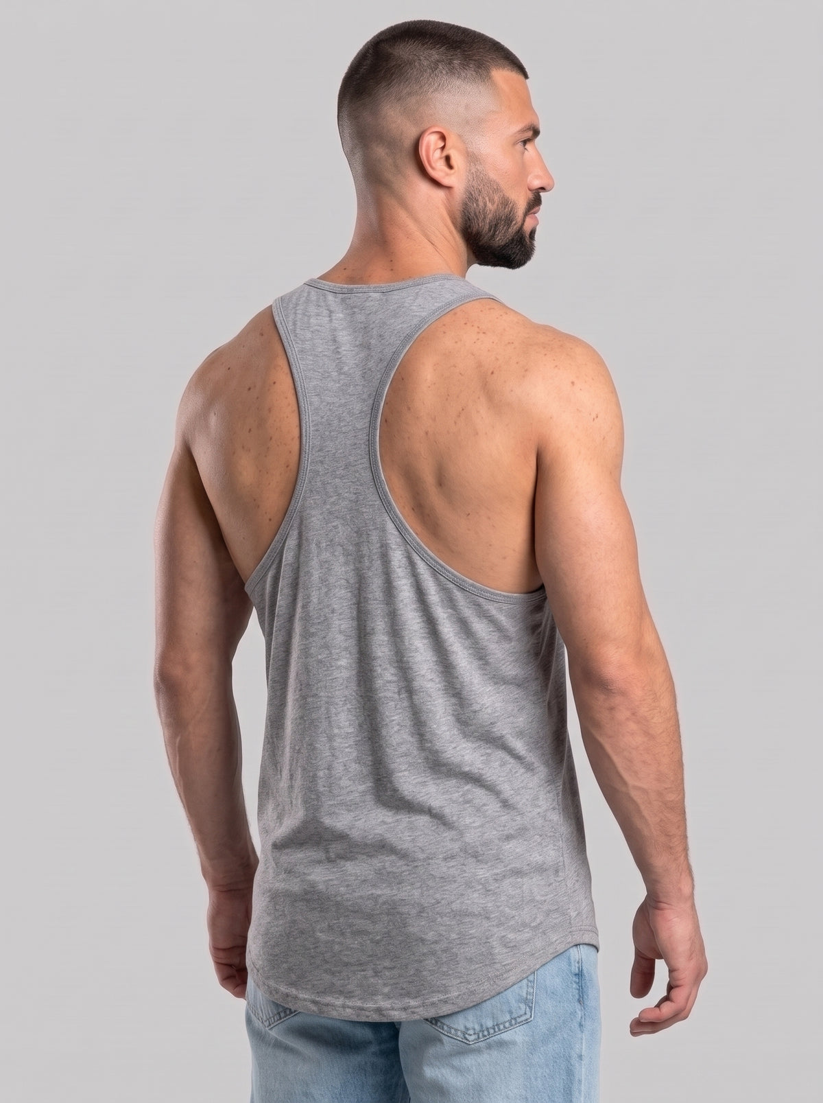 Polera musculosa Tirante lisa - Gris Melange