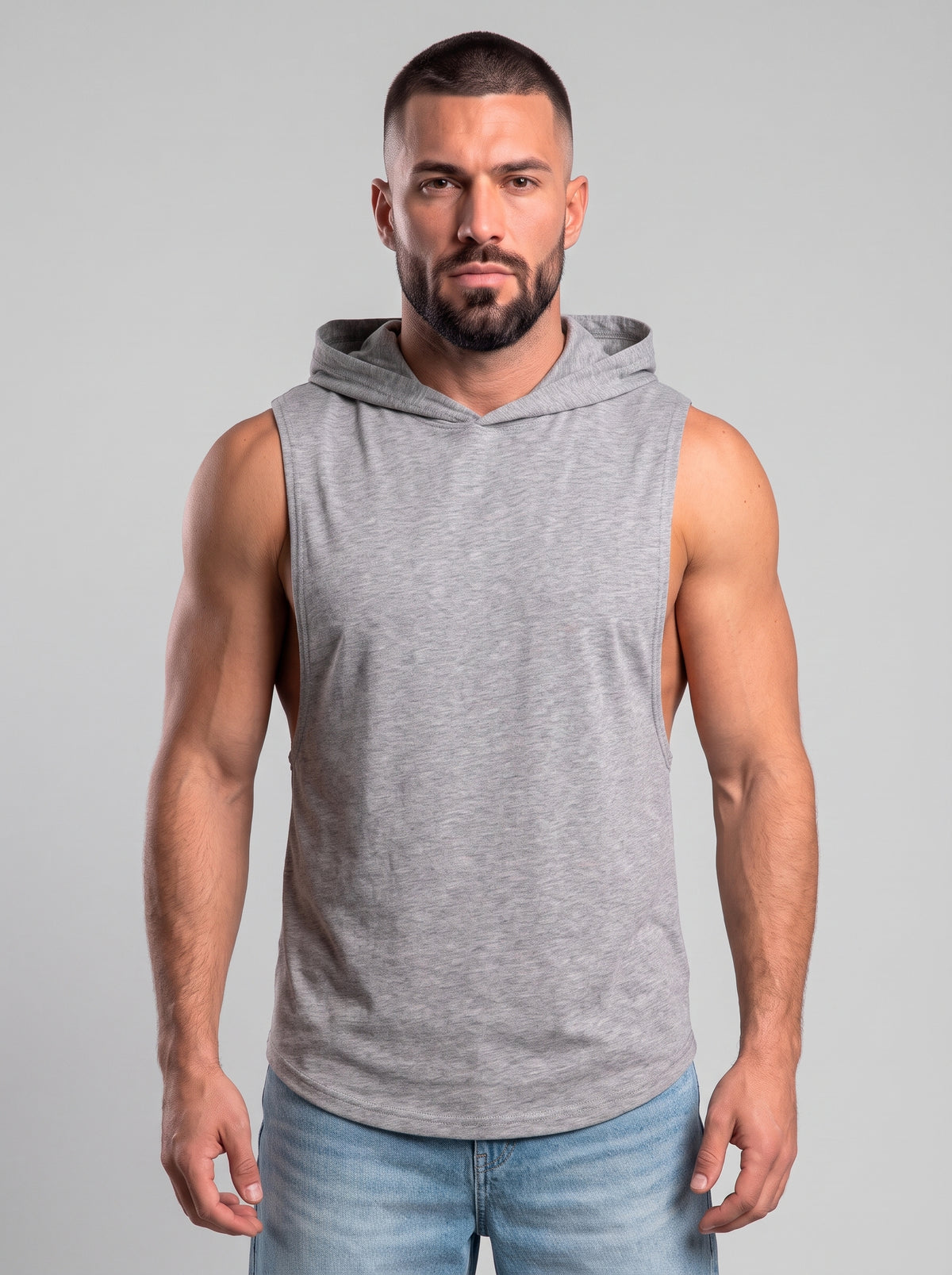 Polera Musculosa Capucha Lisa - Grey