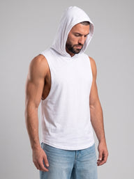 Polera Musculosa Capucha Lisa - White