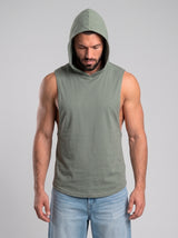 Polera Musculosa Capucha Lisa - khaki green