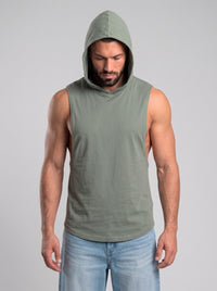 Polera Musculosa Capucha Lisa - khaki green