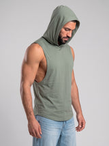 Polera Musculosa Capucha Lisa - khaki green