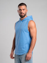 Polera Musculosa Capucha lisa warrior manga cero - Celeste