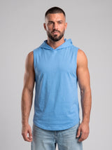 Polera Musculosa Capucha lisa warrior manga cero - Celeste