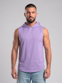 Polera Musculosa Capucha lisa warrior manga cero - lila