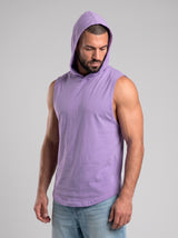 Polera Musculosa Capucha lisa warrior manga cero - lila