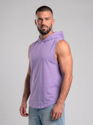 Polera Musculosa Capucha lisa warrior manga cero - lila