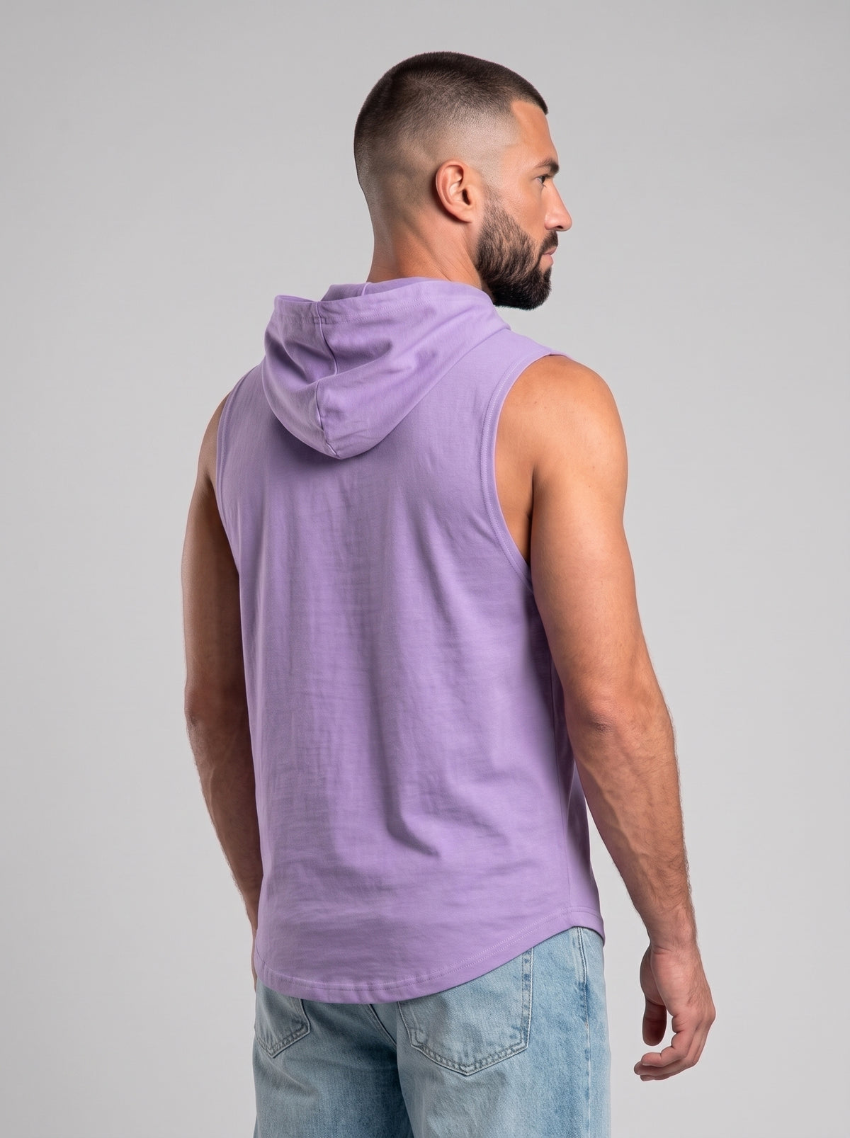 Polera Musculosa Capucha lisa warrior manga cero - lila