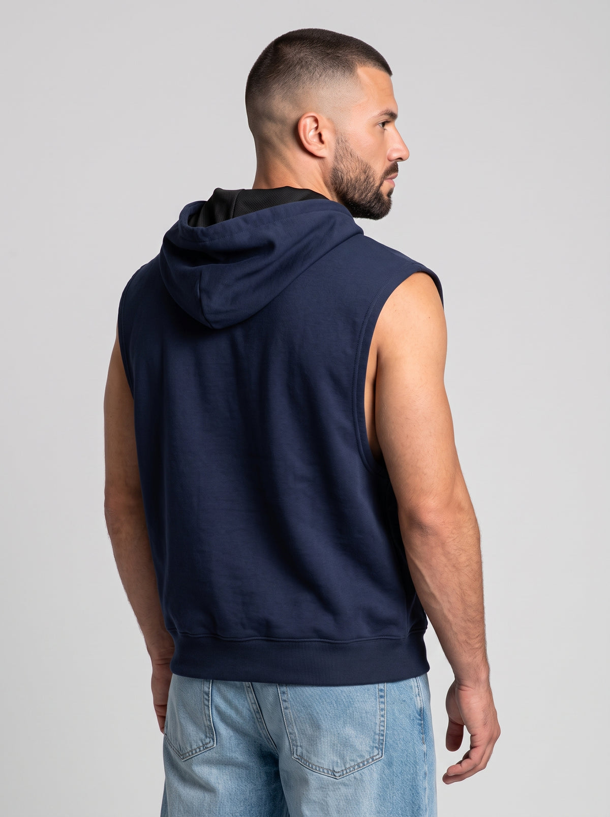 Polerón Musculosa con Capucha lisa Premium | Navy