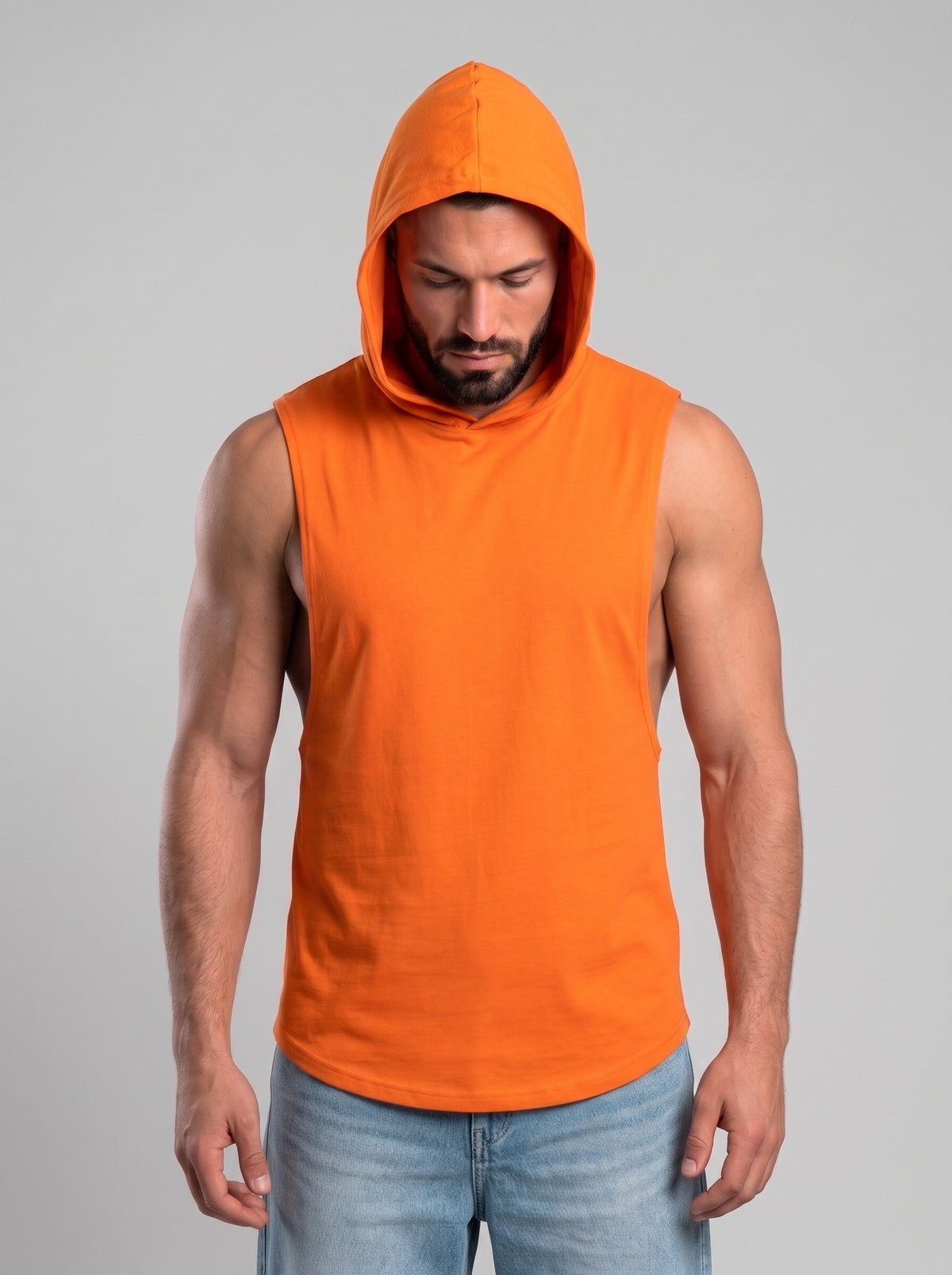 Polera Musculosa con Capucha Lisa – Naranja