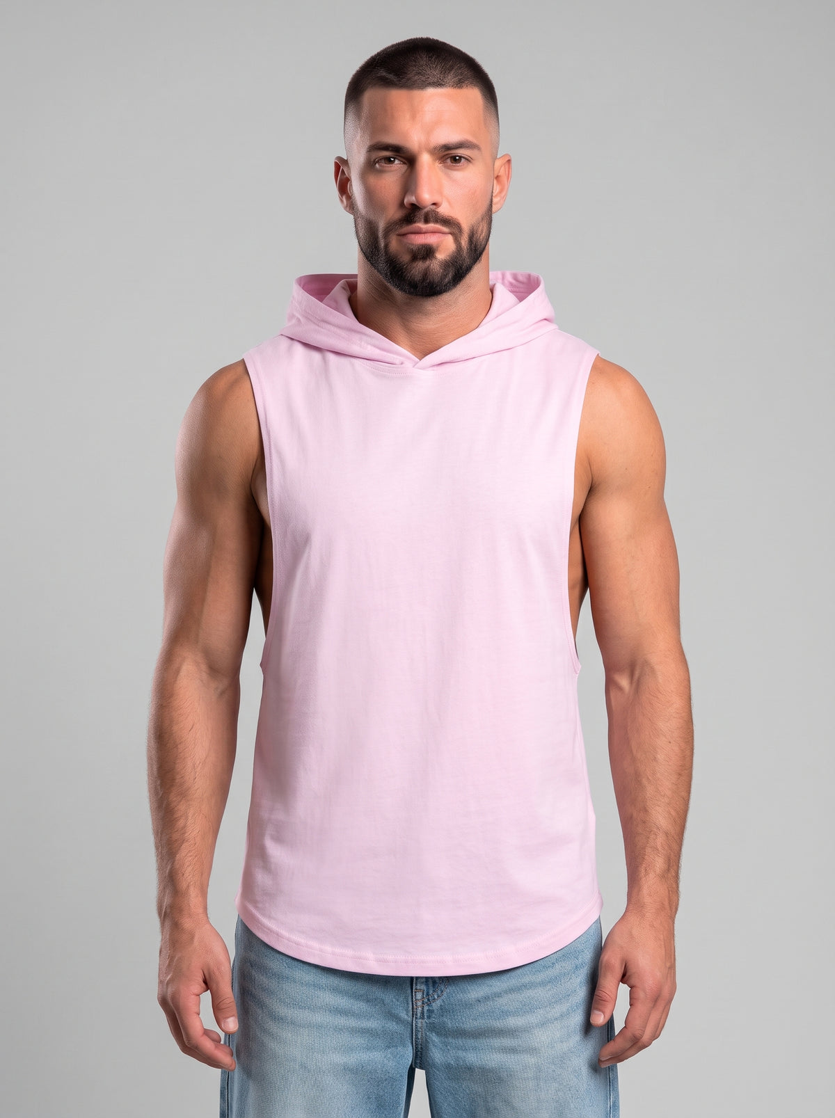 Polera Musculosa Capucha Lisa - baby pink