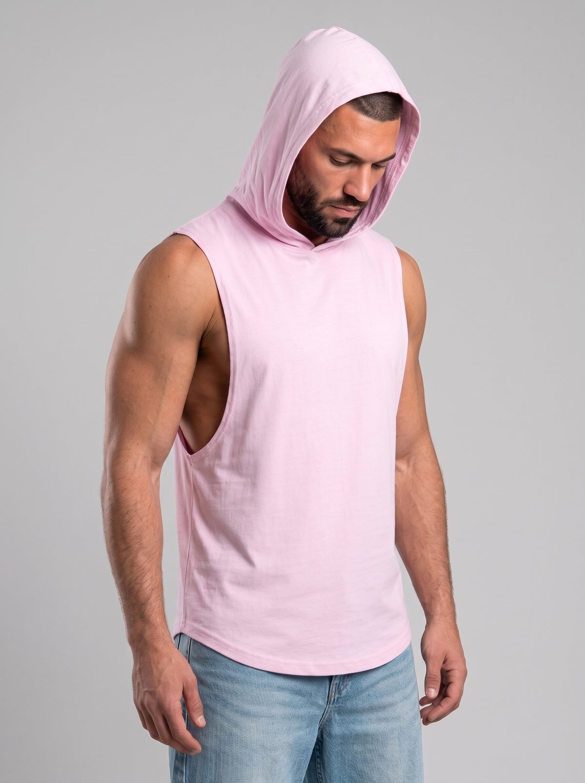 Polera Musculosa Capucha Lisa - baby pink