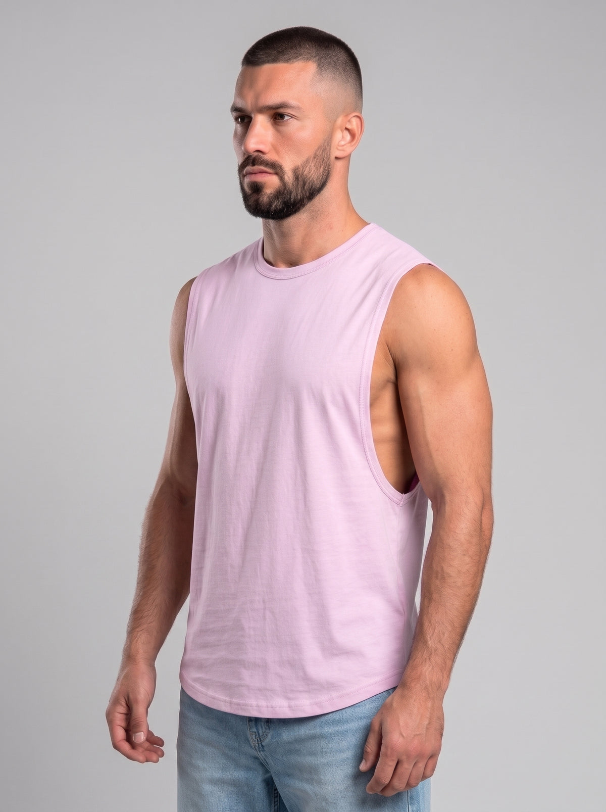 Polera musculosa lisa cuello redondo - Baby pink