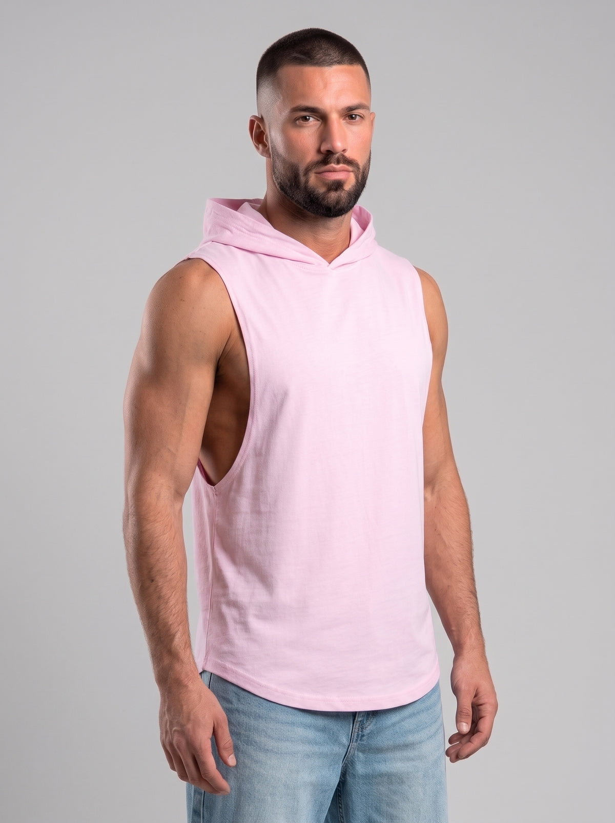 Polera Musculosa Capucha Lisa - baby pink