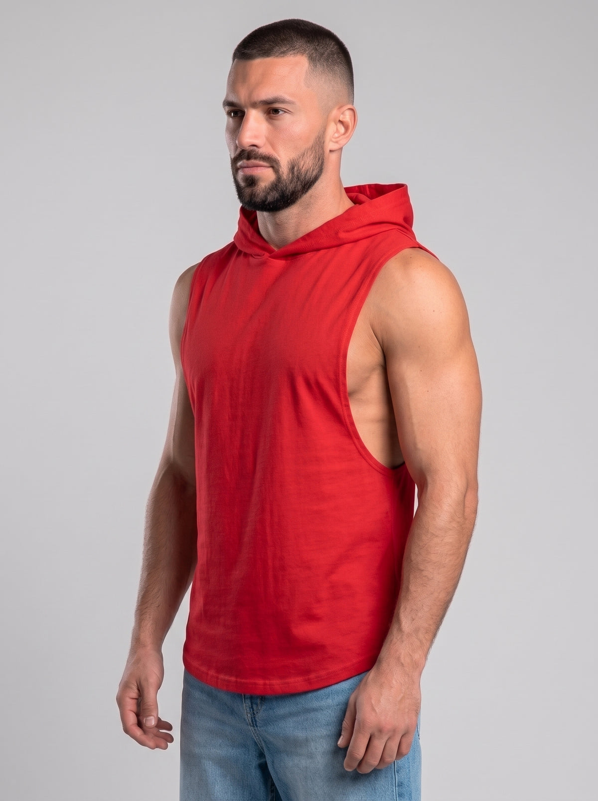 Polera Musculosa Capucha Lisa - Red