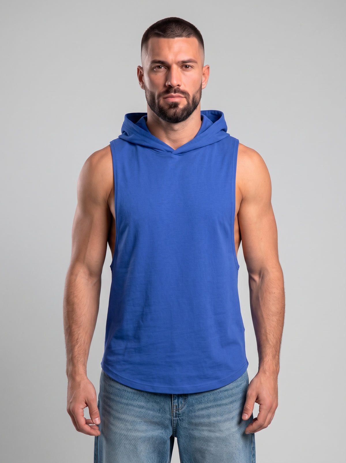 Polera Musculosa Capucha Lisa - Blue