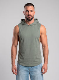 Polera Musculosa Capucha Lisa - khaki green