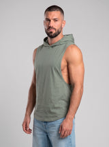 Polera Musculosa Capucha Lisa - khaki green