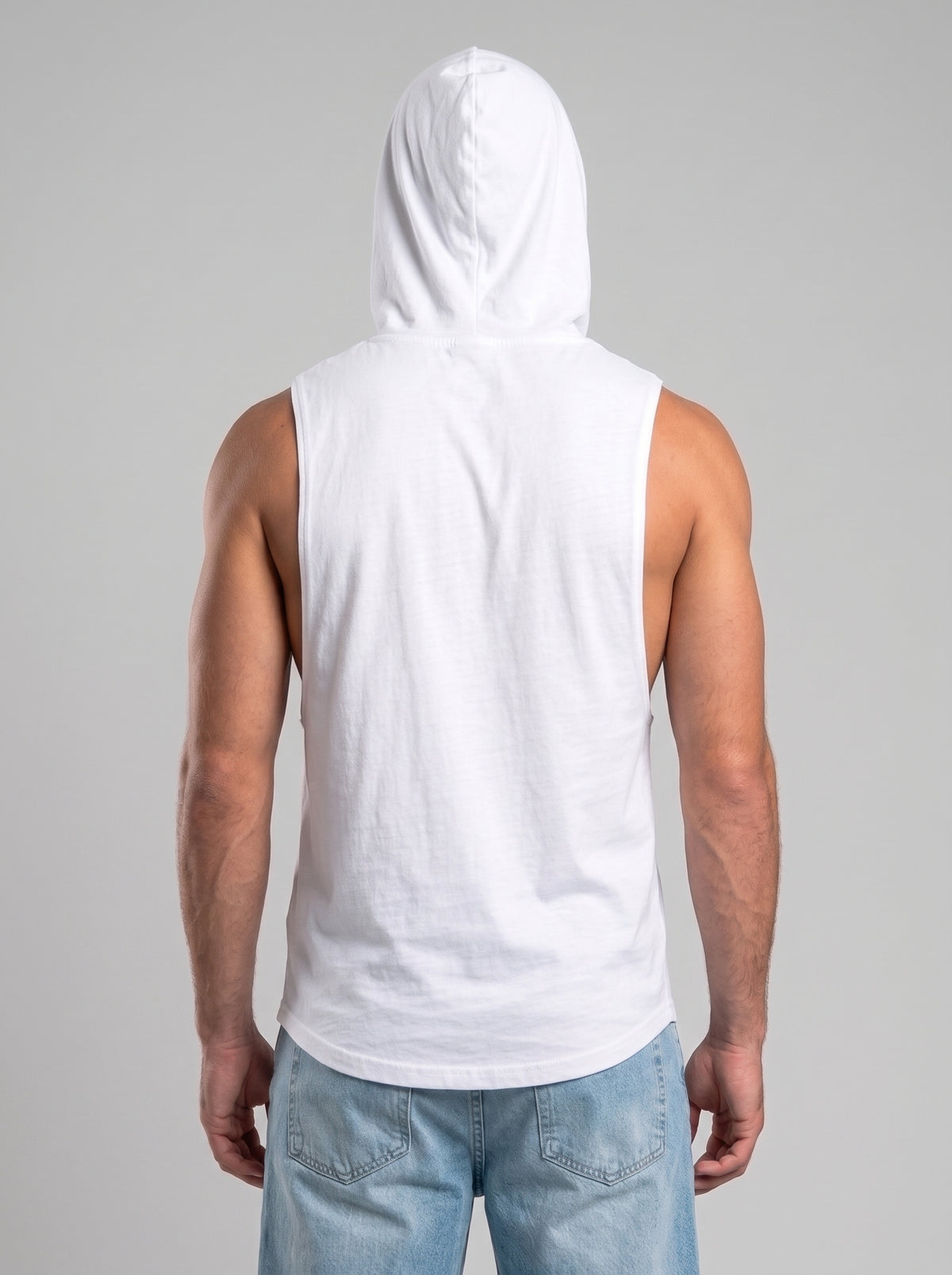 Polera Musculosa Capucha Lisa - White