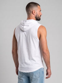 Polera Musculosa Capucha lisa warrior manga cero - blanco