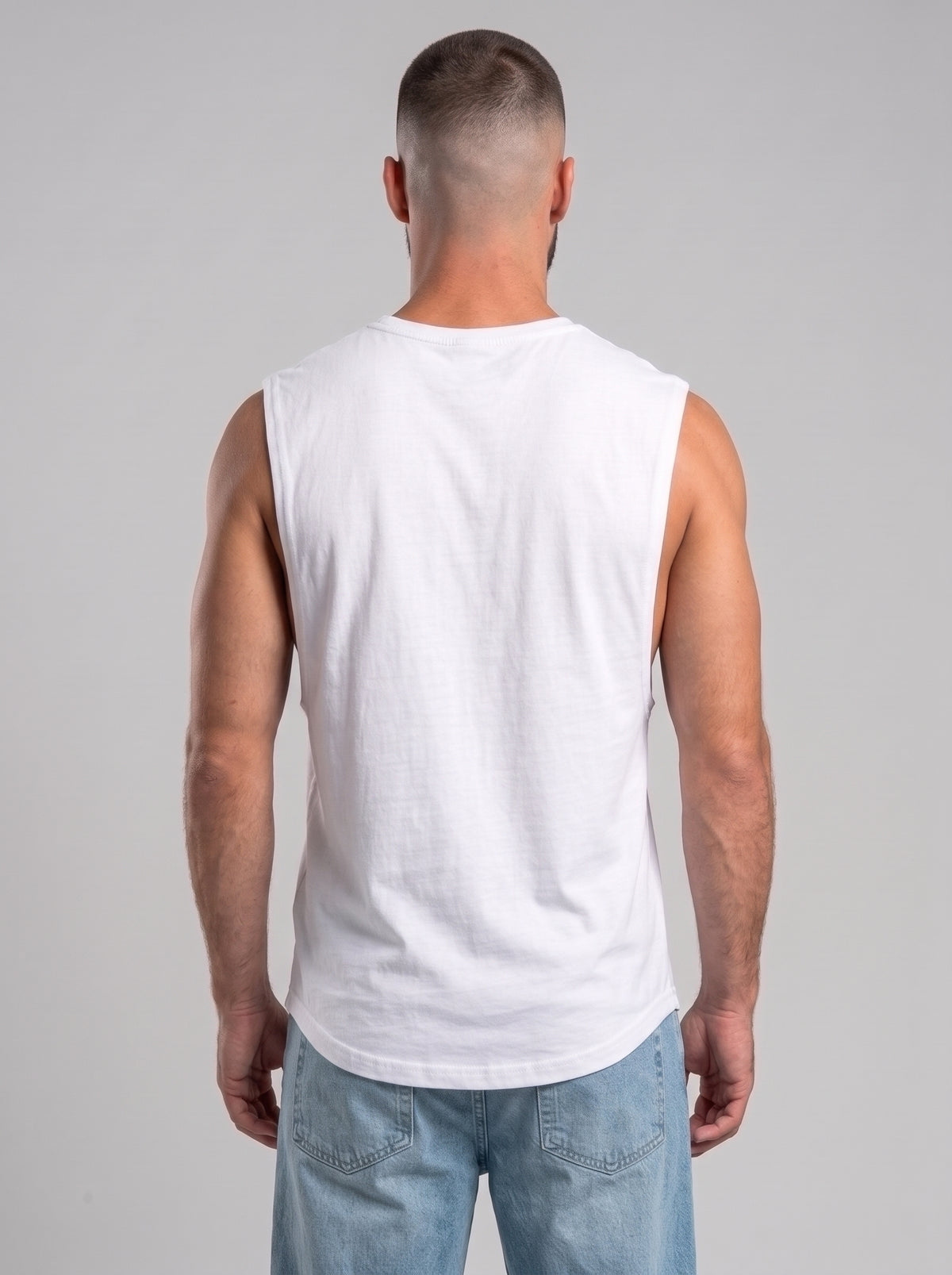 Polera musculosa lisa cuello redondo - Blanco