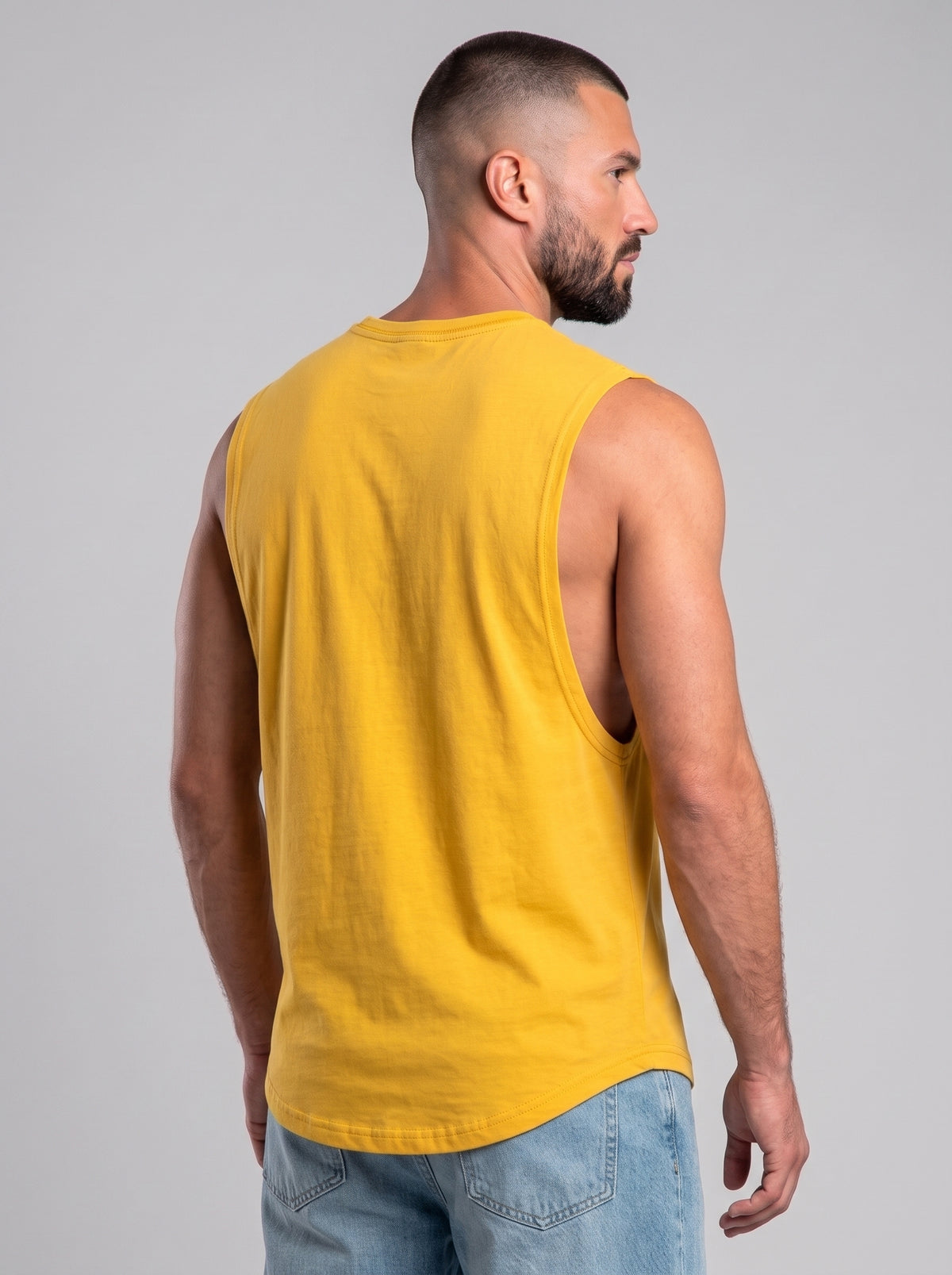 Polera musculosa lisa cuello redondo - Amarillo