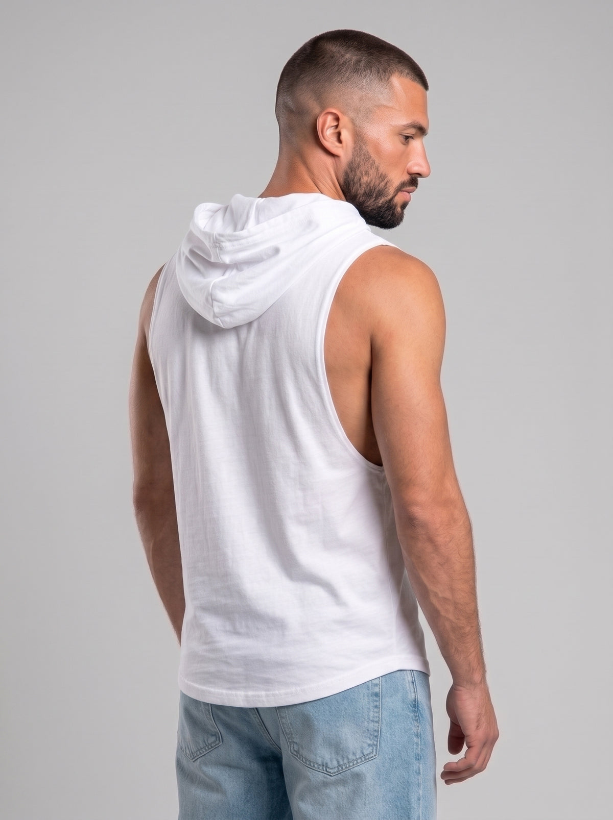 Polera Musculosa Capucha Lisa - White