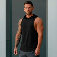 Polera Musculosa Capucha Lisa - Black