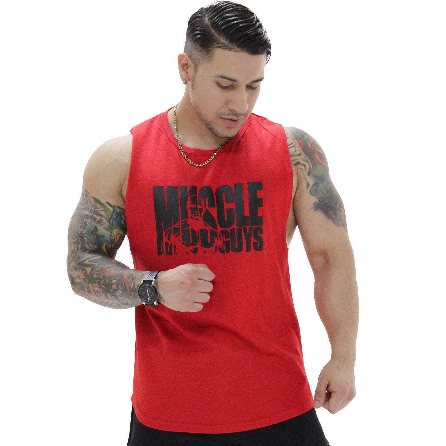 Polera Musculosa Cuello redondo Muscle Guys manga cero rojo