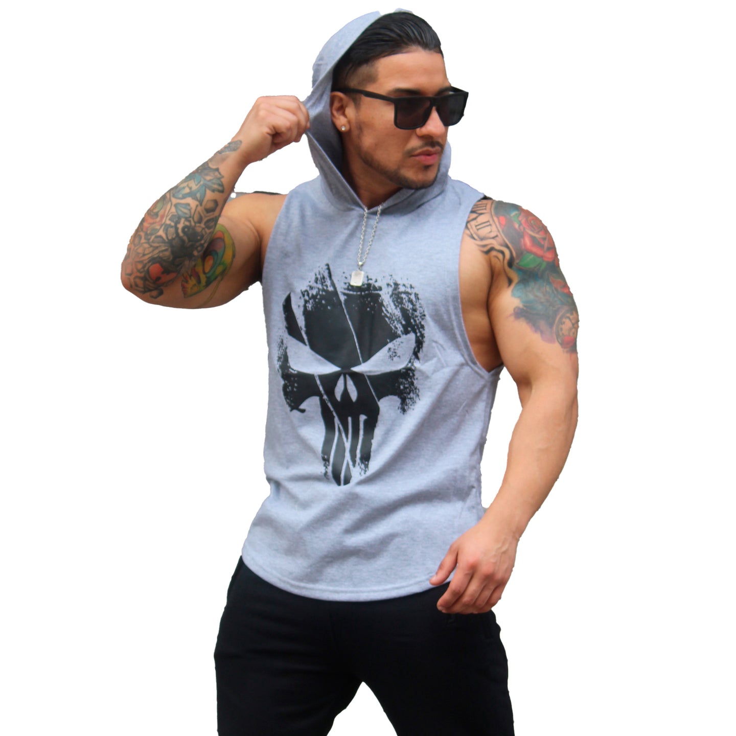 Polera Musculosa Capucha The punisher Gris