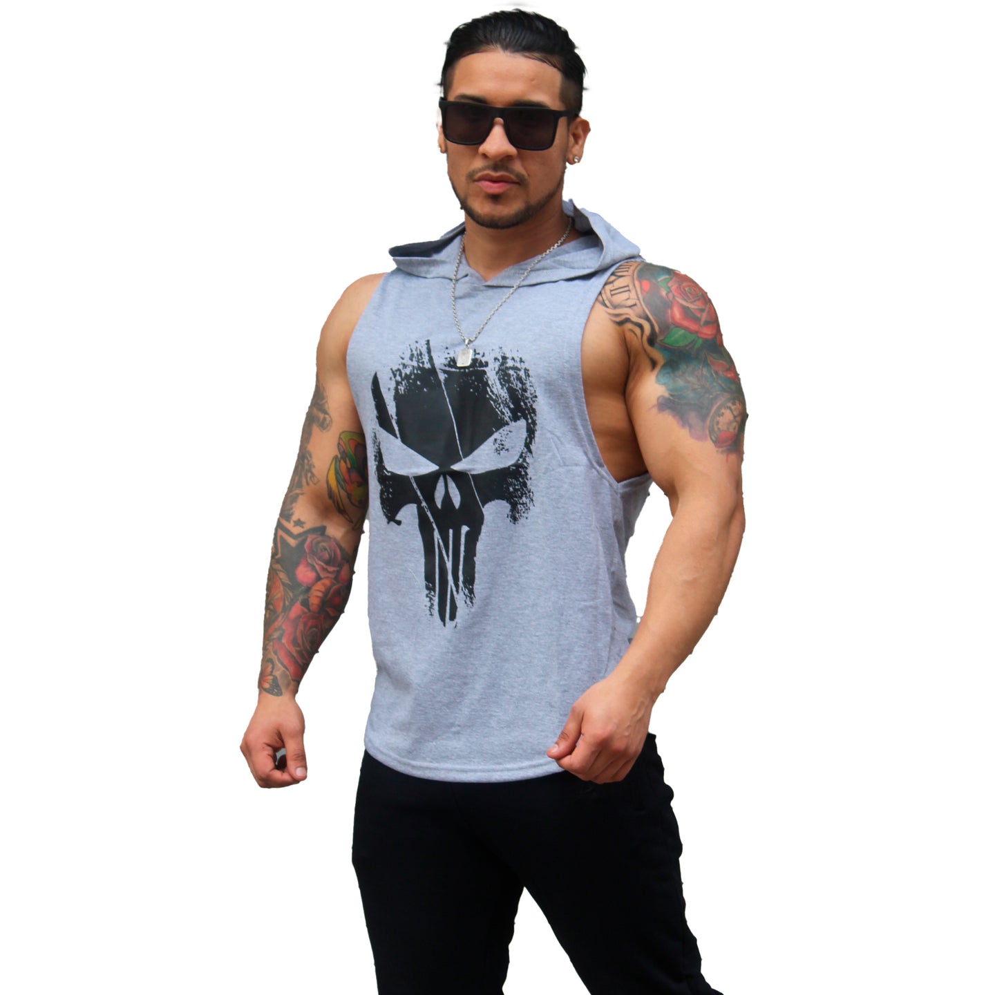 Polera Musculosa Capucha The punisher Gris