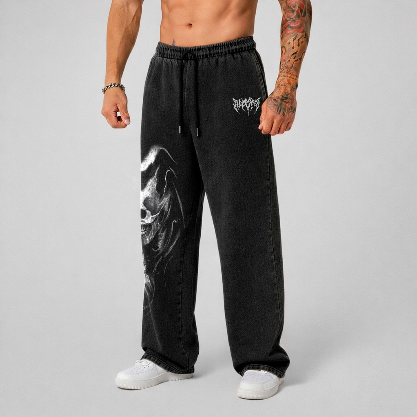 Jogger Oversize Acid Wash Skull Black - Drop Especial
