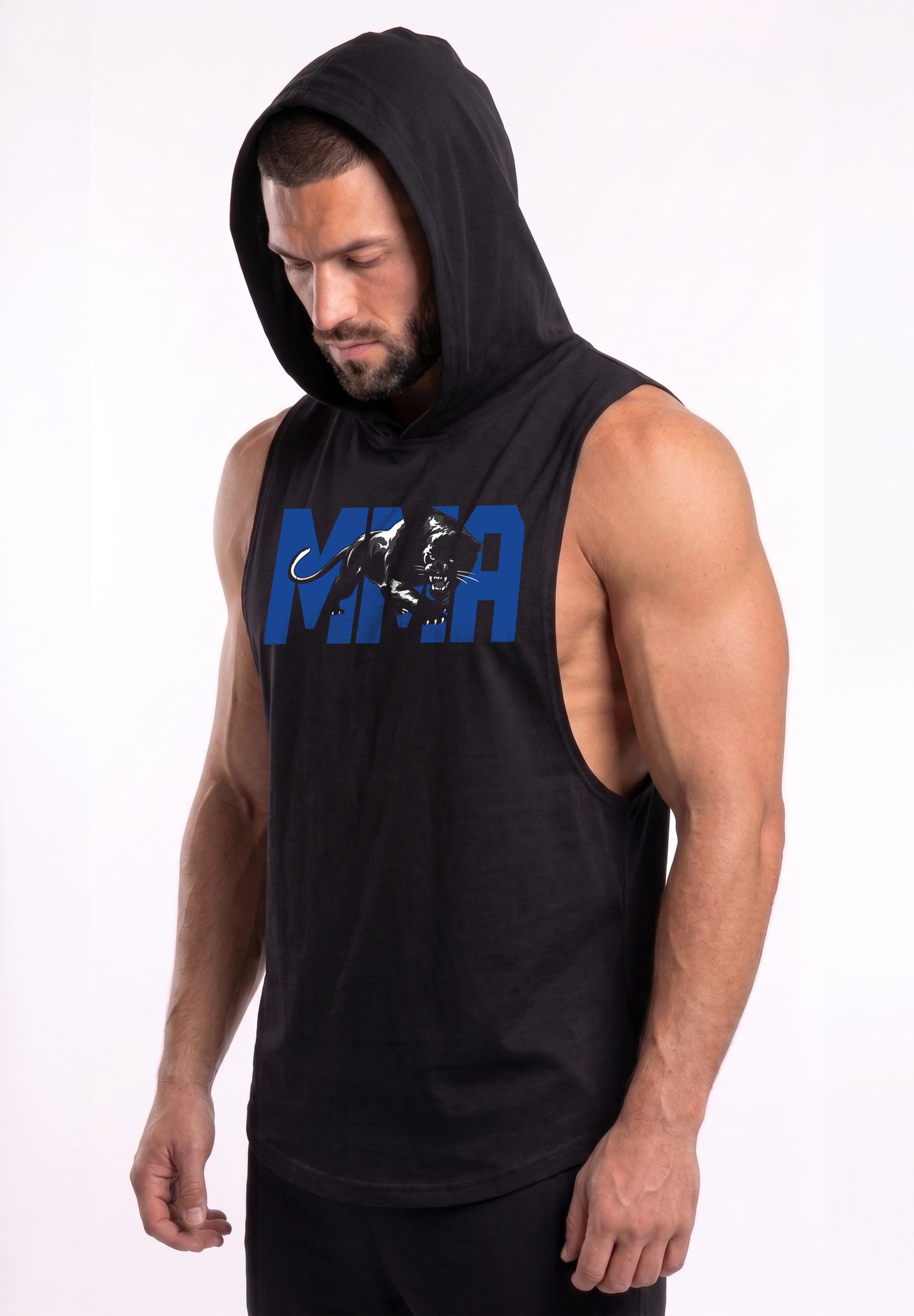 Polera Musculosa con Capucha Black/Blue | MMA