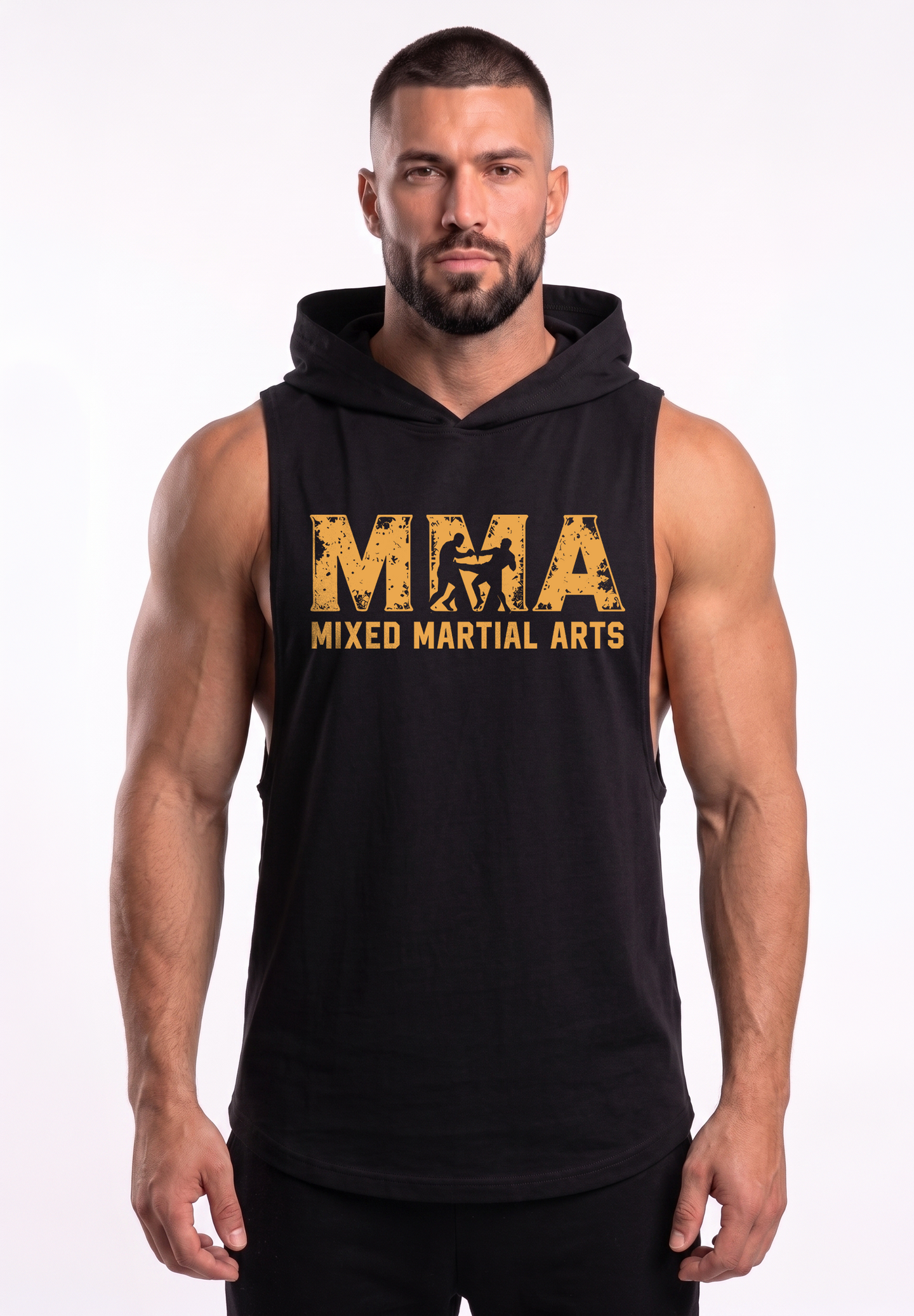 Polera Musculosa con Capucha Black/yellow | MMA