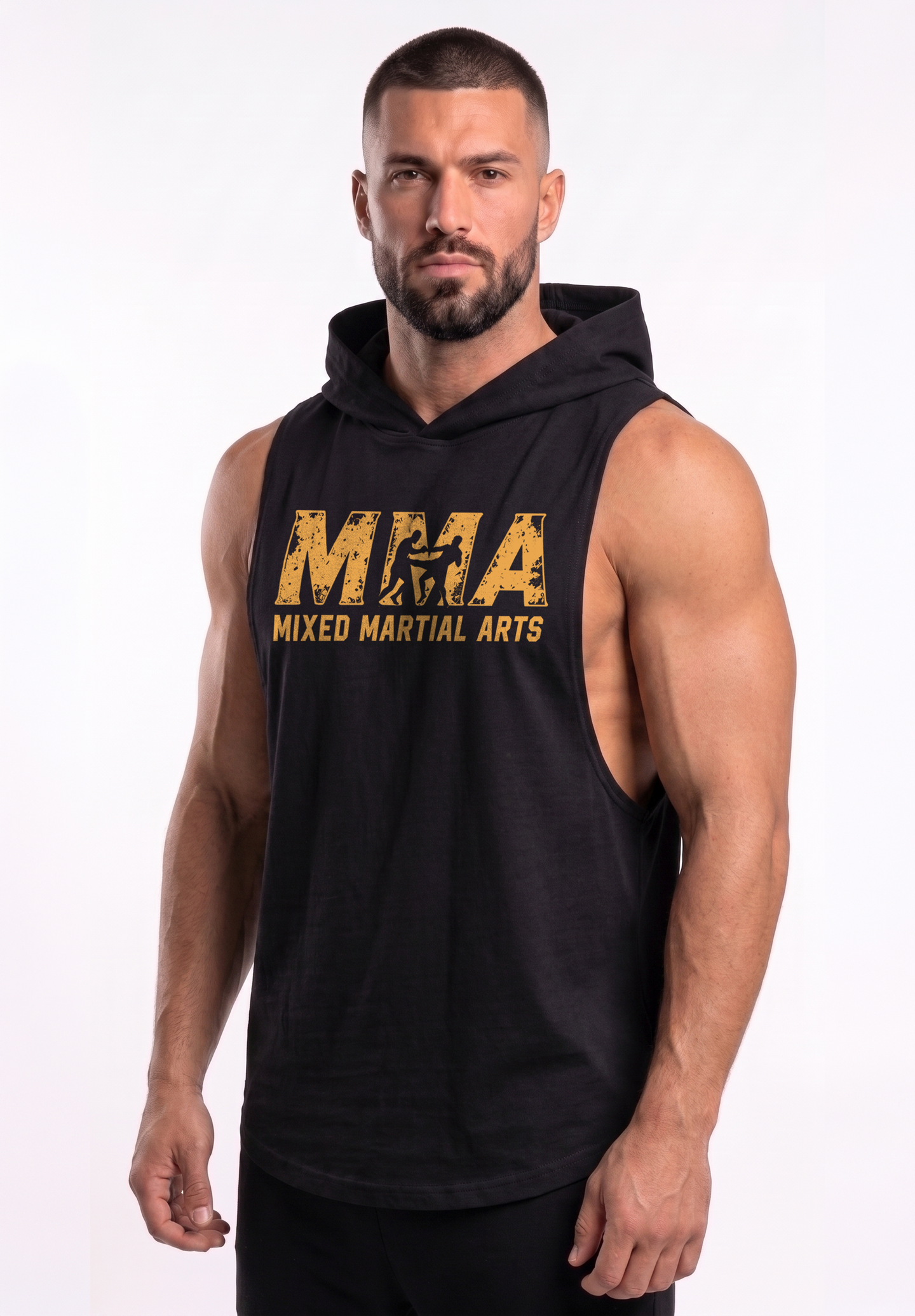 Polera Musculosa con Capucha Black/yellow | MMA
