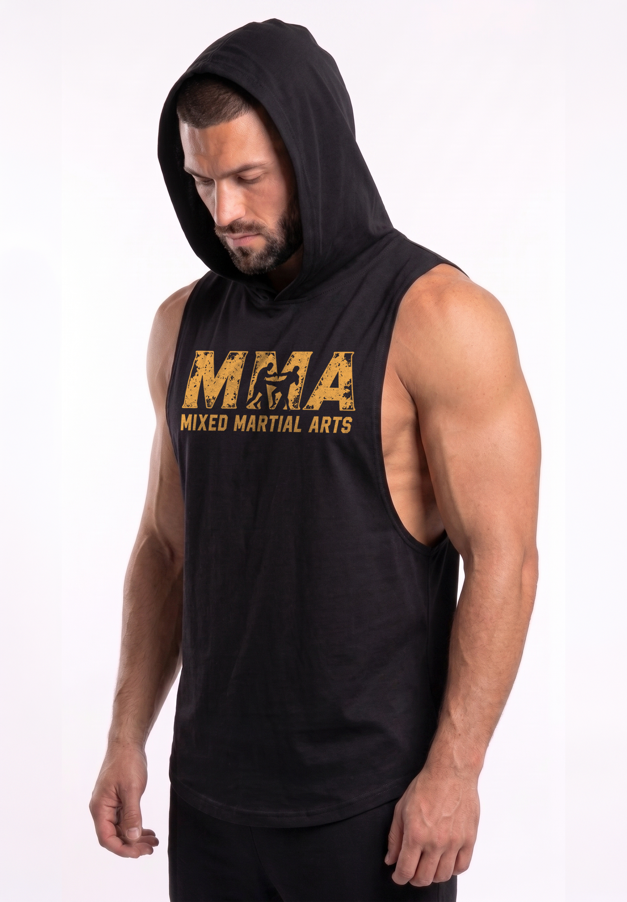 Polera Musculosa con Capucha Black/yellow | MMA