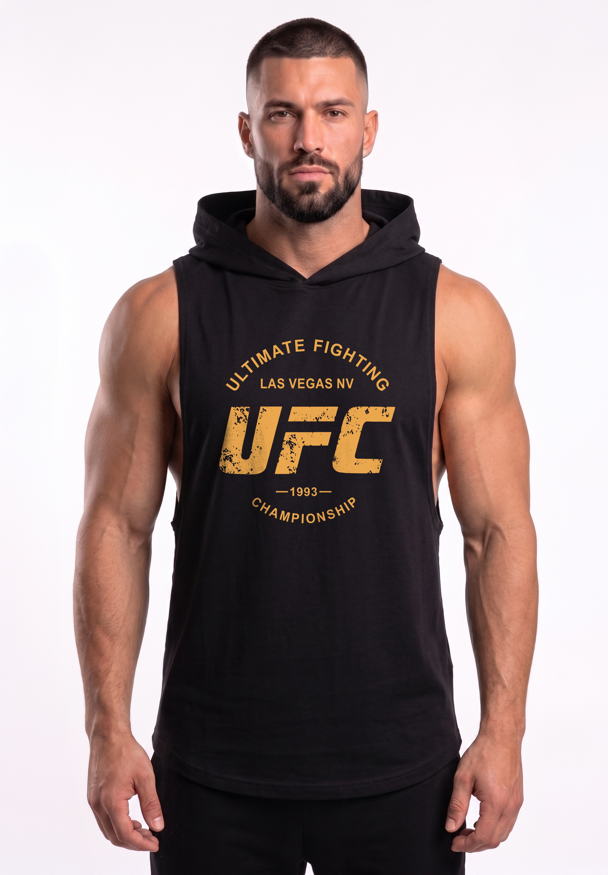 Polera Musculosa con Capucha Black | UFC 1992