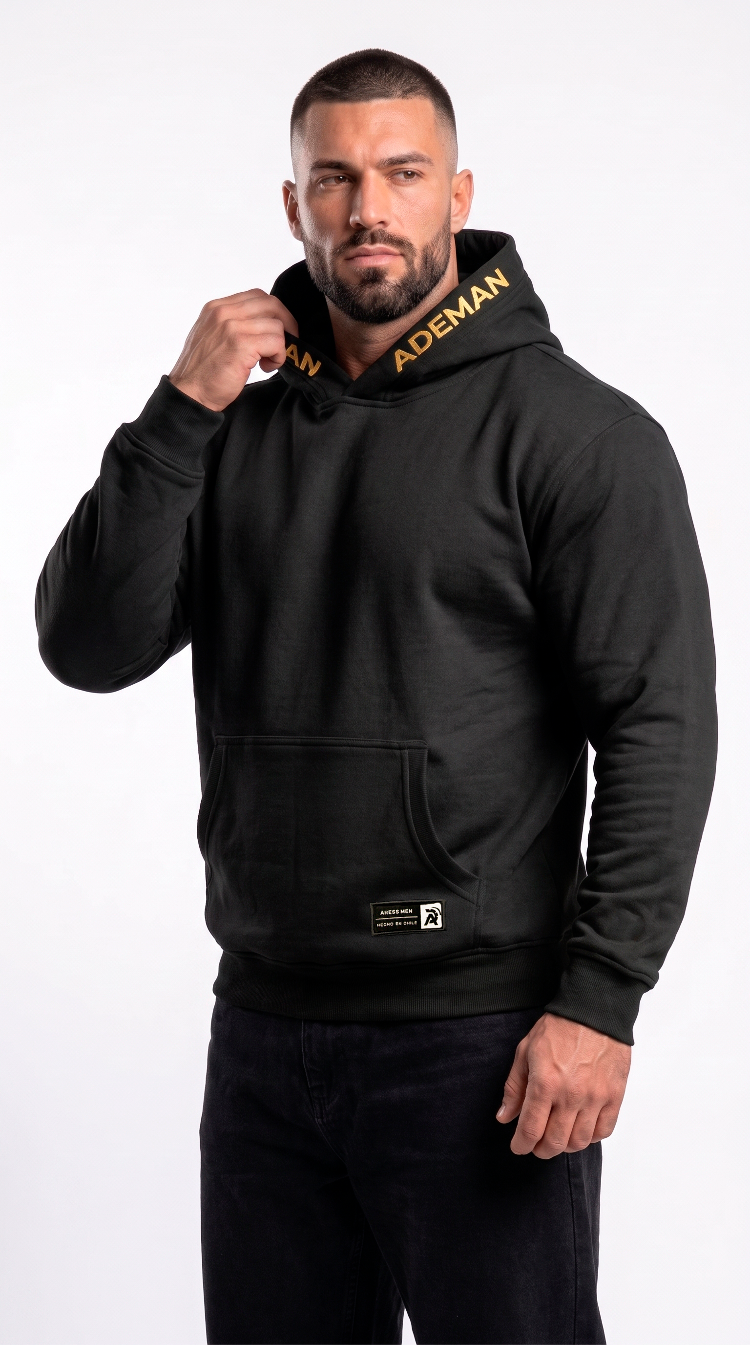 Poleron canguro Ademan x aress Black