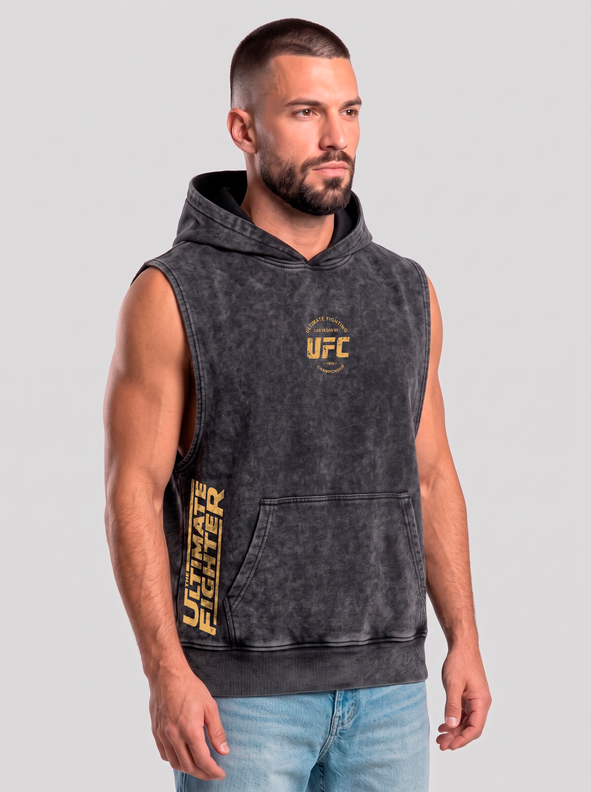 Polerón Musculosa Acid Wash Black | UFC 1993