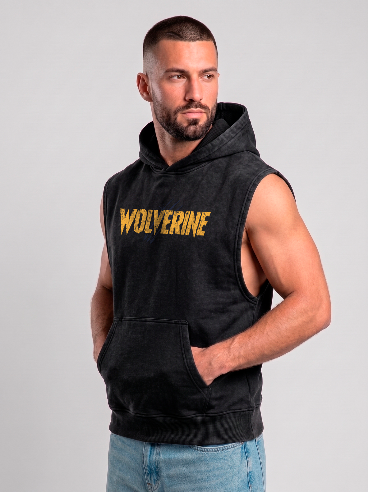 Polerón Musculosa con Capucha Wolverine Acid Wash | black