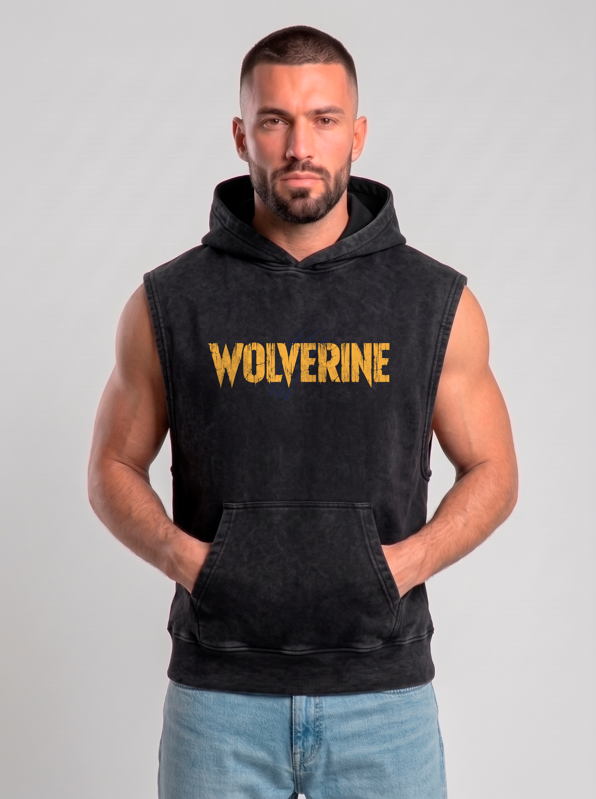 Polerón Musculosa con Capucha Wolverine Acid Wash | black
