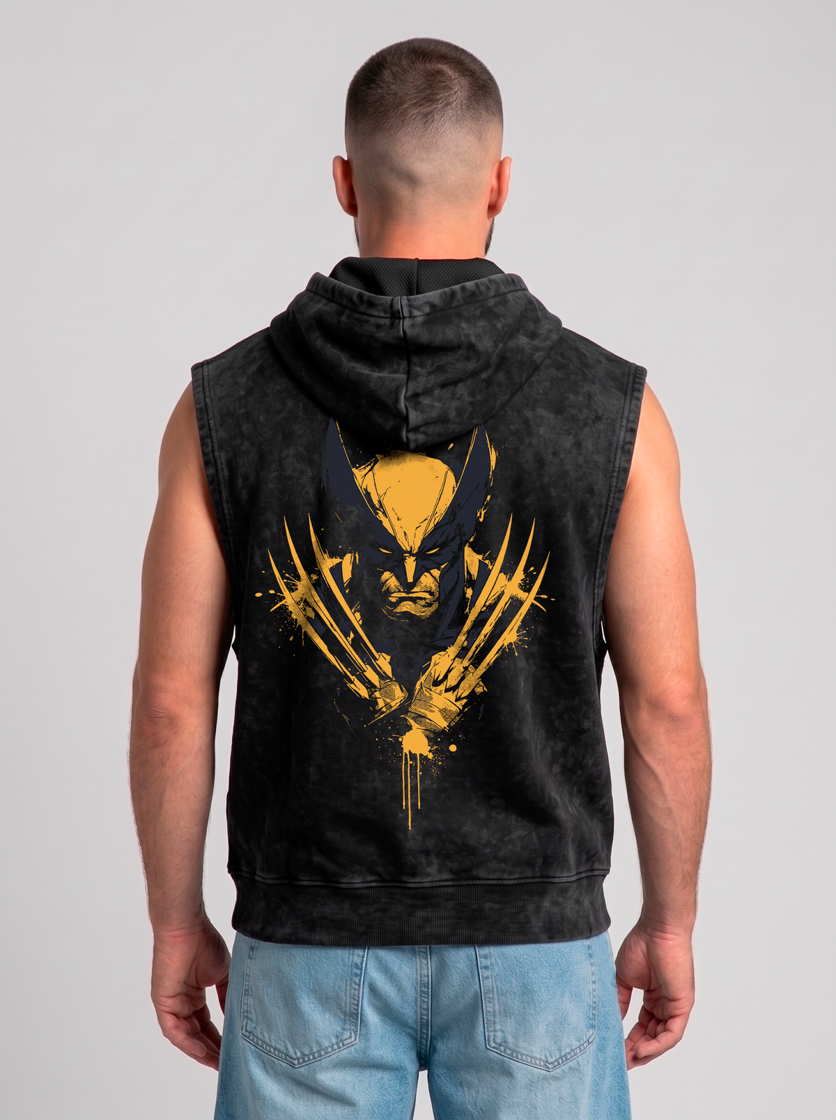 Polerón Musculosa con Capucha Wolverine Acid Wash | black