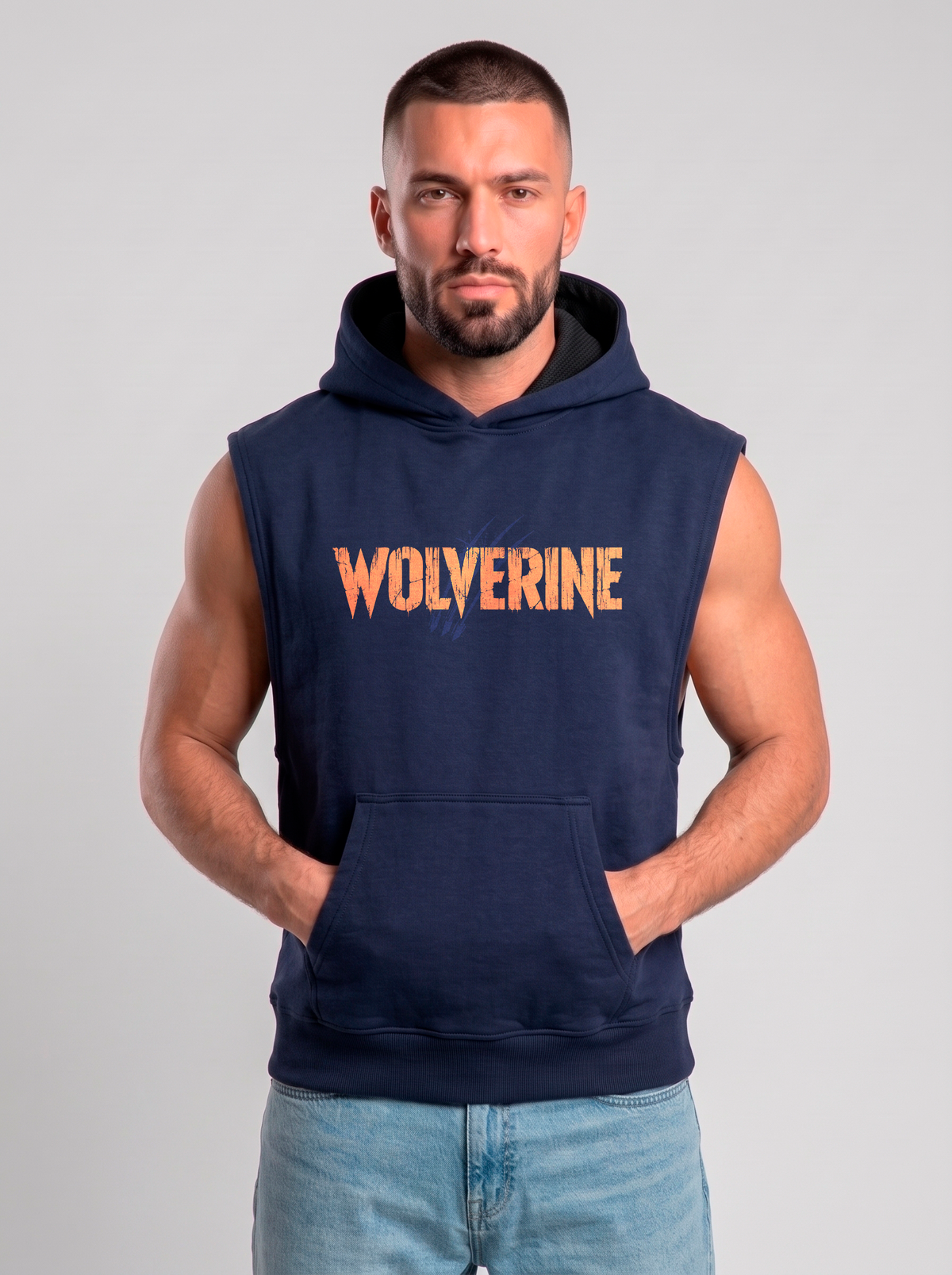 Polerón Musculosa con Capucha Wolverine | Navy